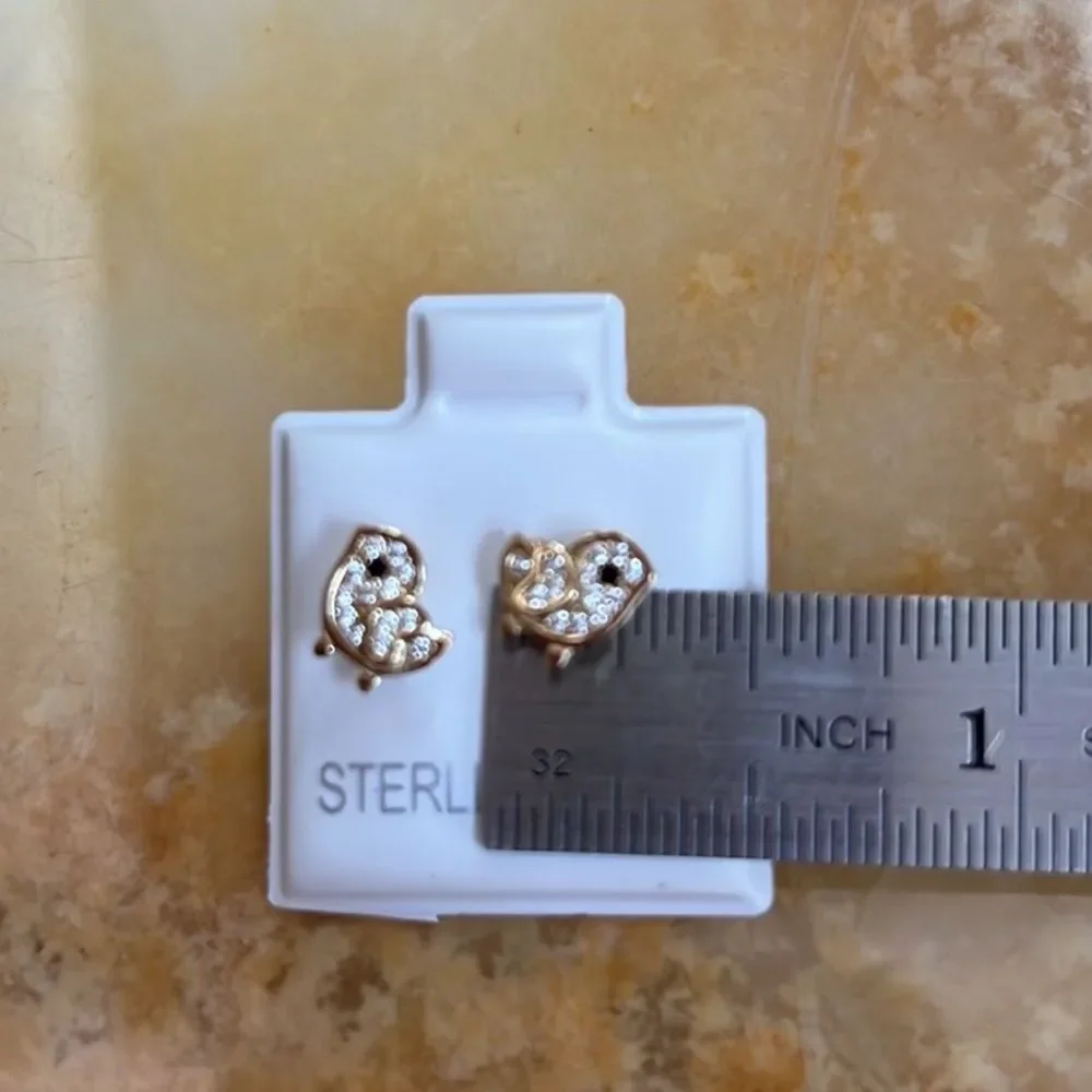 14k gold plated Chick CZ Girls Earrings girls kid.